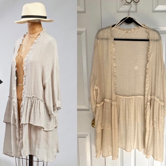 easel Tops - NWT Easel “Oh My Gauze” Ruffle Kimono / Cardigan